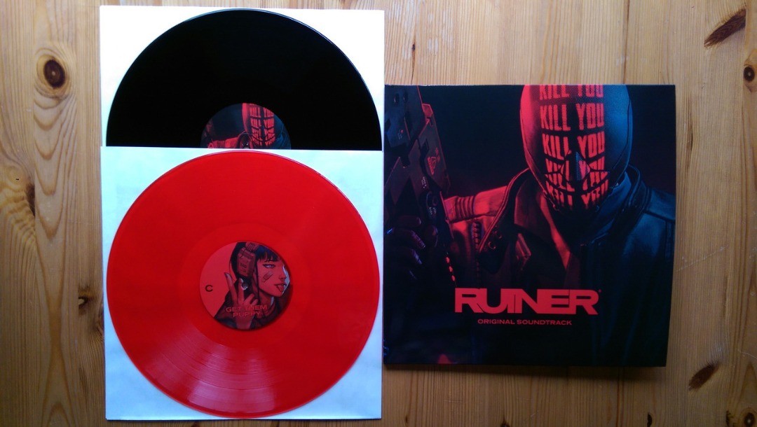 Album: Ruiner (Original Soundtrack)
Artist(s): Sidewalks And Skeletons, Zamilska, Memotone, Antigone & Francois X, DJ Alina, Susumu Hirasawa, ORION GmbH
Label: Laced Records (@lacedrecords), 2018
Games: Ruiner

It seems that every game that's remotely cyberpunk has a special kind of soundtrack and that's fine by me. So far most of them have been pretty great and that's the case for Reikon Games' Ruiner. A gritty top-down shooter with violence aplenty.

The soundtrack features a selection of tracks from various artists, but where a lot of other cyberpunk-ish games seem to favor an 80s kinda vibe Ruiner goes for a darker feel that's as gritty as the game's setting. It's a melting pot of techno, industrial and a little ambient. just to serve as a breather. It doesn't invoke a sense of comfort, but more a sense of paranoia as you have to decide if you're about to fight or flee. This might sound negative, but it's far from it.

I'm a huge fan of taking different artists' music together to make a varied soundtrack that still works well together conceptually (see wipEout or Hotline Miami) and while gritty it still manages to feel fresh and modern. From the repetitive droney beats of Zamilska's "Rise" over the refreshing ambience of Anitgone & Francois X's "We Move As One" to Sidewalks And Skeleton's haunting "Sleep Paralysis" there's a bit of everything here.

The vinyl release have differs a bit from the digital and has two tracks by Susuma Hirasawa that's not featured on the digital and takes out a track by Sidewalks And Skeletons to make room for these.

The vinyl pressing by Laced comes on black and red vinyl and sounds stellar. It comes in a gatefold jacket with a gallery of the game's characters set in the red and dark color palette of the game world. Unfortunately, it's long sold out and has not been repressed, so it can be quite difficult to find at a reasonable price.

#vinyl #instavinyl #vgmvinyl #vgm #videogamemusic #gaming #blipblop #records #gamemusic #soundtrack #music #videogamevinyl #vinylcollector #vinylcollection #vinylrecords #nowspinning #nowplaying #nowlistening #vinyljunkie #vinyligclub #igvinyl #ruiner #lacedrecords #reikongames #devolverdigital