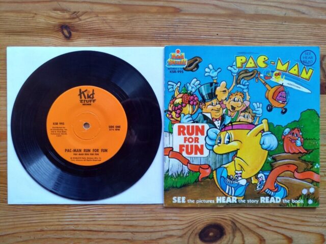Album: Pac-Man Run For Fun
Artist(s): Unknown
Label: Kid Stuff Records, 1980
Games: Pac-Man

Time to bust out the real good stuff. Or not. This will be a quick one because there really isn't a ton to say about this.

This is a 7" record with a story about Pac-Man who is participating in a run against Speedy the ghost. Major plot spoilers: The ghosts set up a trap for Pac-Man, but due to sheer incompetence end up trapping Speedy instead resulting in Pac-Man winning the run to the surprise of no one.

There's a good bunch of different children's stories like this that were released on vinyl by Kid Stuff Records back in the early 80s (and I'll subject you to more of them later with equal amounts of enthusiasm). Most were seemingly written by Dana Walden and Patrick McBride, but generally there's not a ton of info on how these came to be.

Instead of a regular jacket the 7" comes with a children's book with images so you can read along to the story while listening. There's plenty of pictures and I'll admit that there's some charm to them.

They are typically quite cheap and easy to find second-hand online, so if you're into this kind of thing you shouldn't have issues tracking most of these down.

#vinyl #instavinyl #vgmvinyl #vgm #videogamemusic #gaming #blipblop #records #gamemusic #soundtrack #music #videogamevinyl #vinylcollector #vinylcollection #vinylrecords #nowspinning #nowplaying #nowlistening #vinyljunkie #vinyligclub #igvinyl #pacman #namco #kidstuffrecords